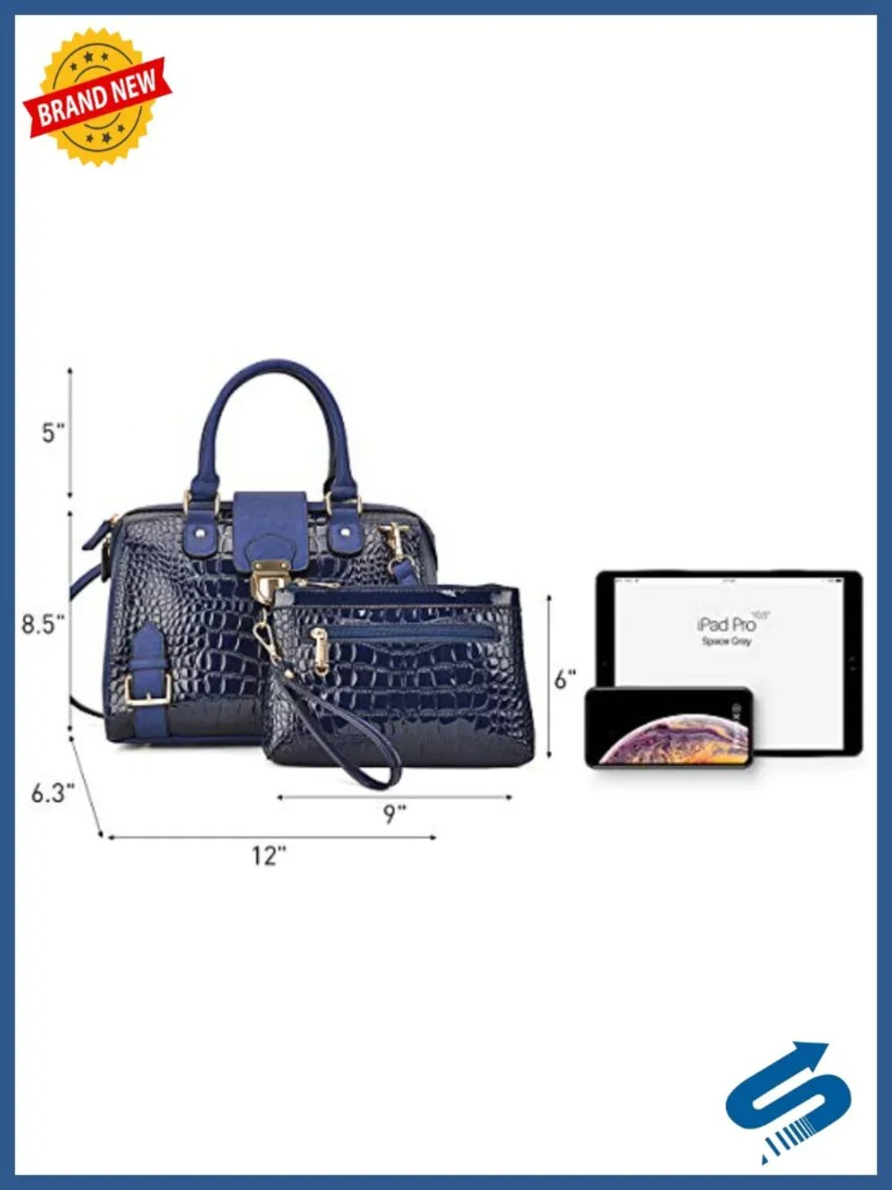 Structured Vegan Leather Satchel Purse Work Tote with Wristlet